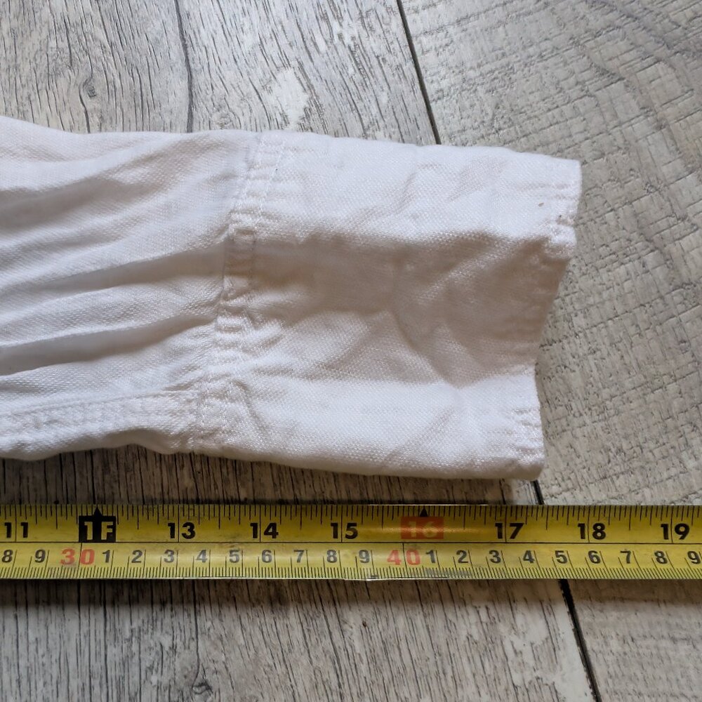 Nicole Miller White Linen Blend Cropped Jacket Button Front Utility Shirt M - Picture 10 of 11